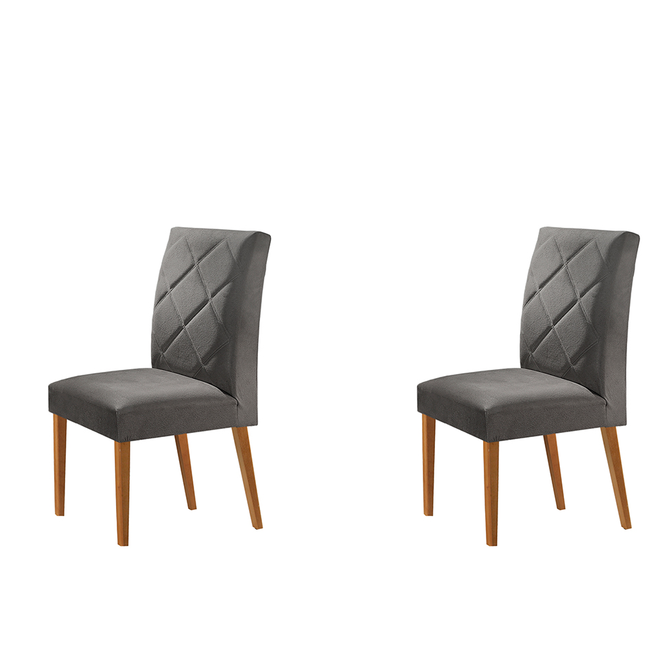 Conjunto com 2 Cadeiras de Jantar Aurora Grafite