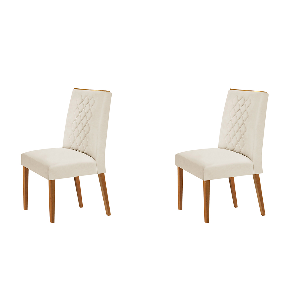 Conjunto com 2 Cadeiras de Jantar Bari Bege
