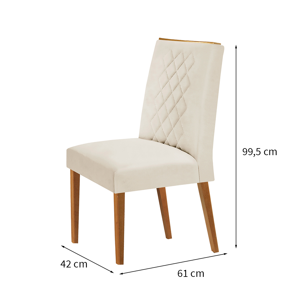 Conjunto com 2 Cadeiras de Jantar Bari Bege