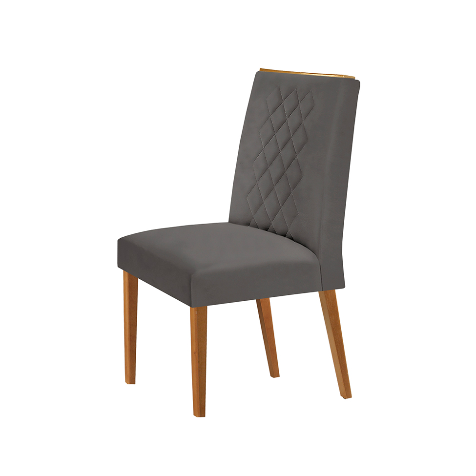 Conjunto com 2 Cadeiras de Jantar Bari Grafite