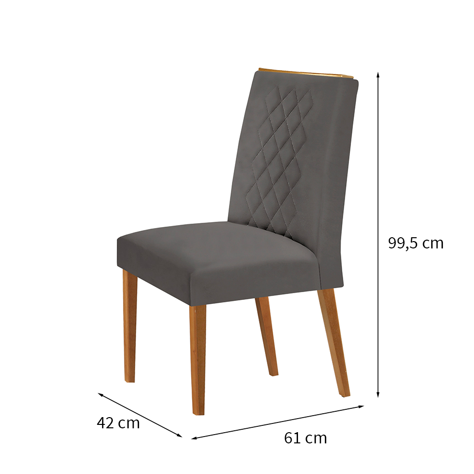 Conjunto com 2 Cadeiras de Jantar Bari Grafite