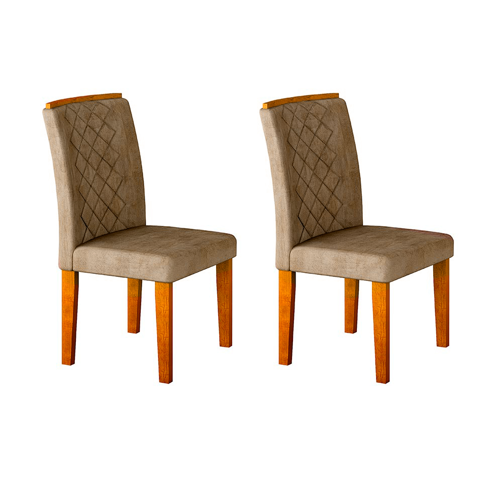 Conjunto com 2 Cadeiras de Jantar Maia Suede Animalle Imbuia