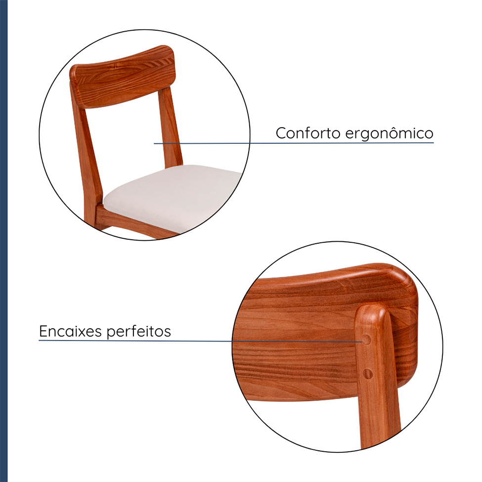 Conjunto com 2 Cadeiras de Jantar Olmo Bege e Garapa
