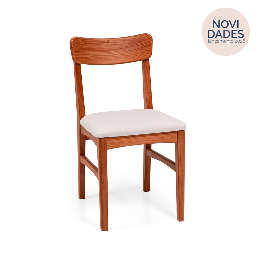 Conjunto com 2 Cadeiras de Jantar Olmo Bege e Garapa