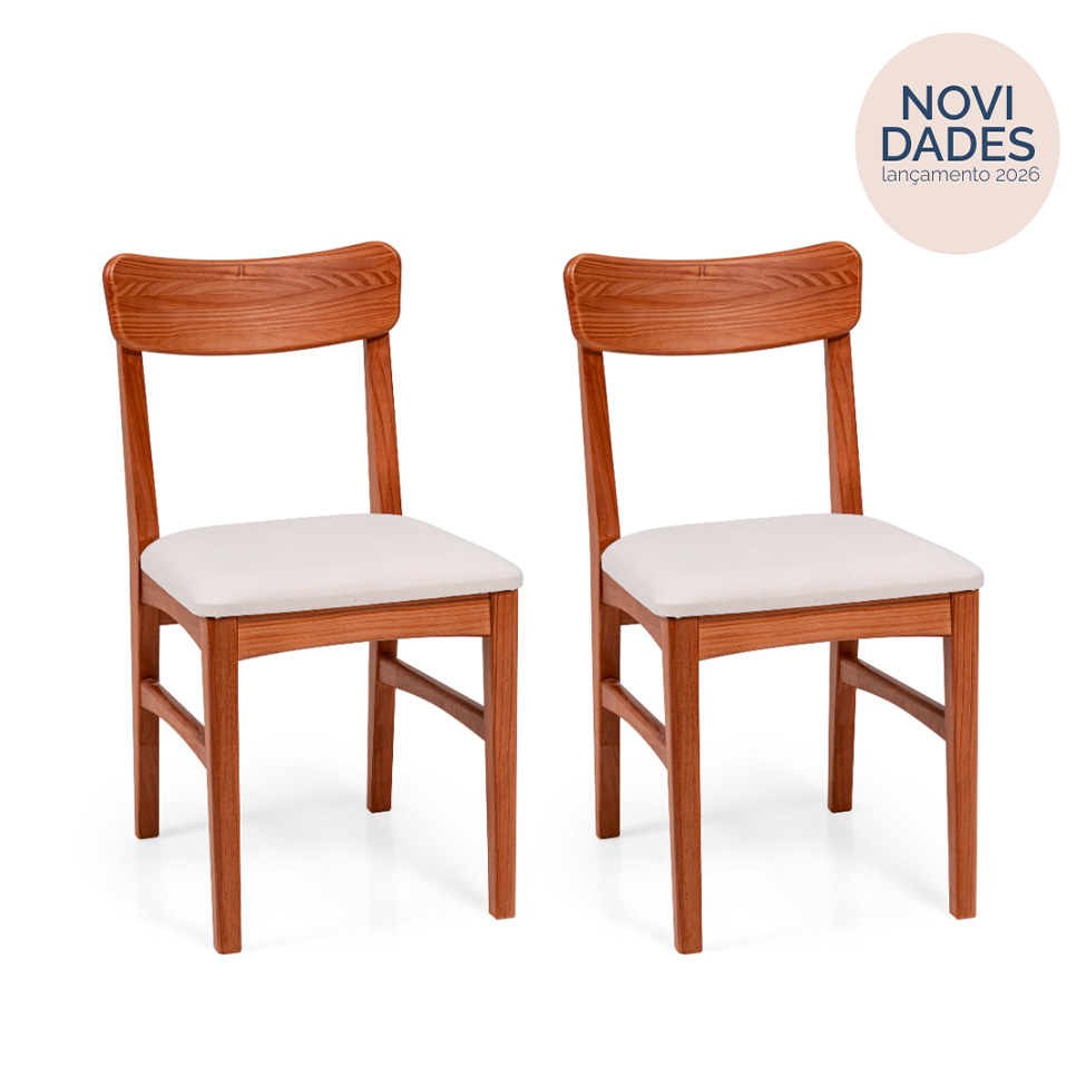 Conjunto com 2 Cadeiras de Jantar Olmo Bege e Garapa