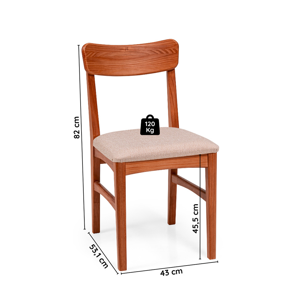 Conjunto com 2 Cadeiras de Jantar Olmo Cinza Mescla e Garapa