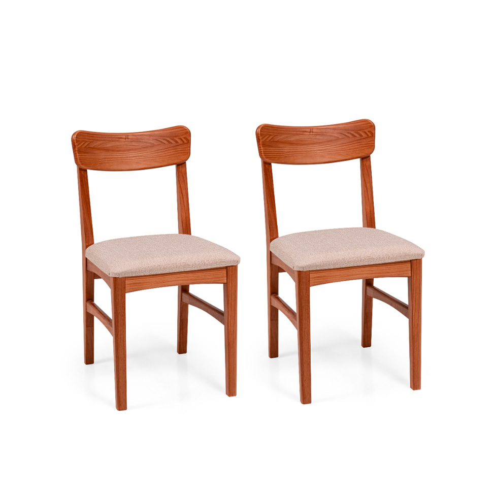 Conjunto com 2 Cadeiras de Jantar Olmo Cinza Mescla e Garapa