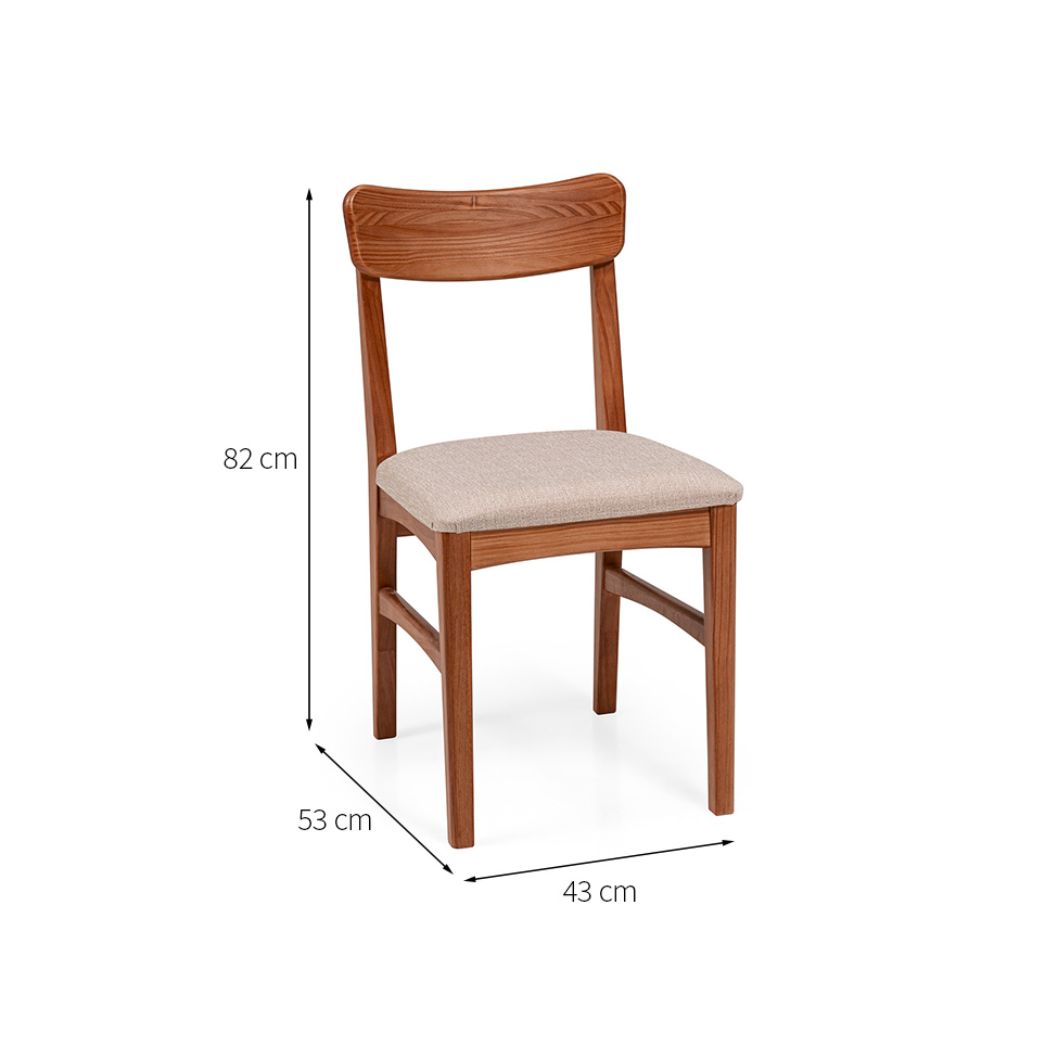 Conjunto com 2 Cadeiras de Jantar Olmo Cinza Mescla e Garapa