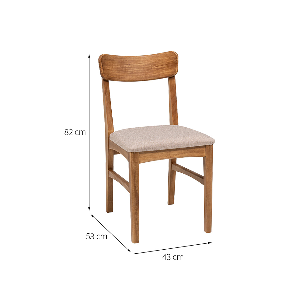 Conjunto com 2 Cadeiras de Jantar Olmo Cinza Mescla e Mel