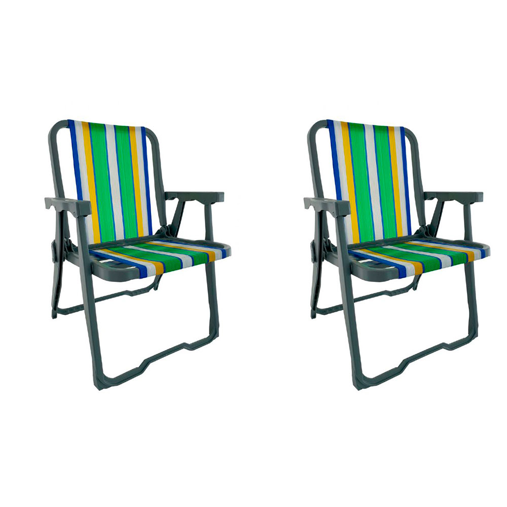 Conjunto com 2 Cadeiras de Praia Peruíbe Cinza