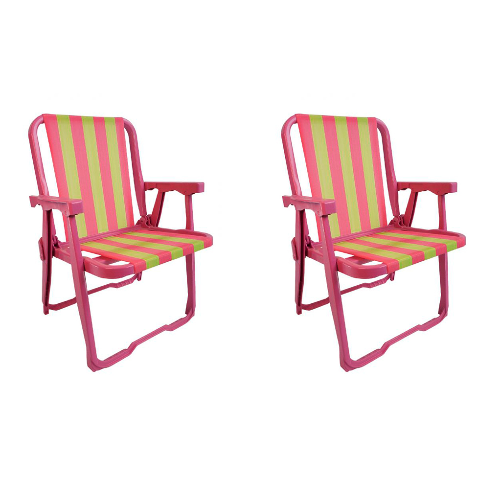 Conjunto com 2 Cadeiras de Praia Peruíbe Rosa