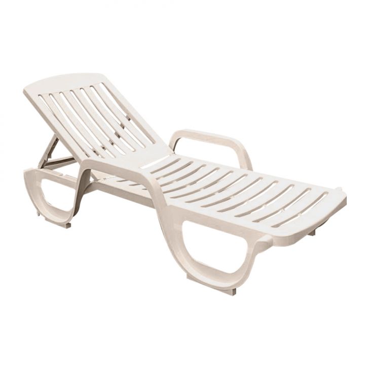 Conjunto com 2 Espreguiçadeiras Basic com Rodas Branco