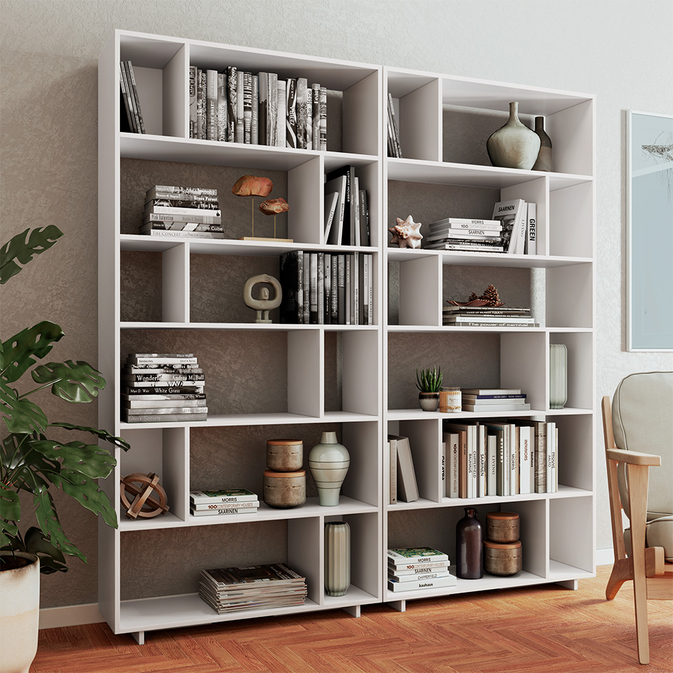 Conjunto com 2 Estantes Brigitte Branco 180 cm