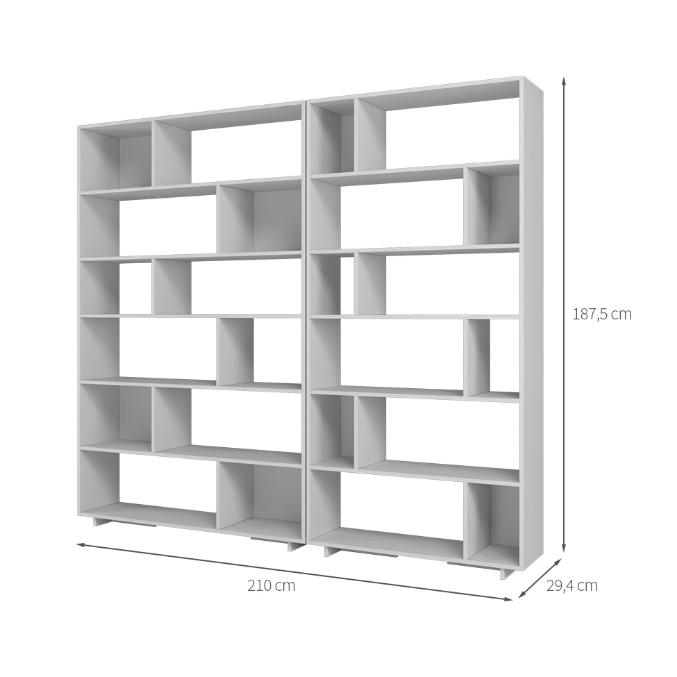 Conjunto com 2 Estantes Brigitte Branco 210 cm