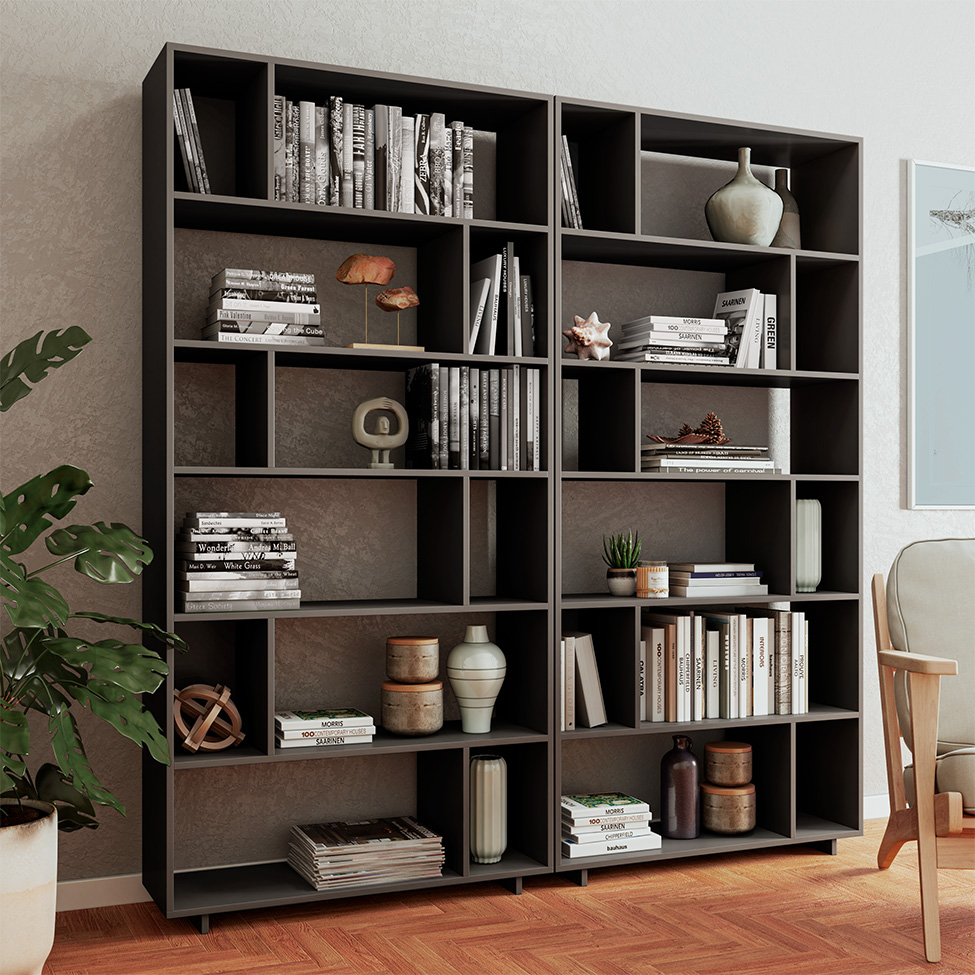 Conjunto com 2 Estantes Brigitte Preto 180 cm