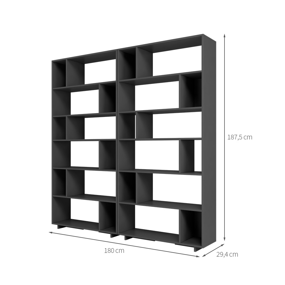 Conjunto com 2 Estantes Brigitte Preto 180 cm
