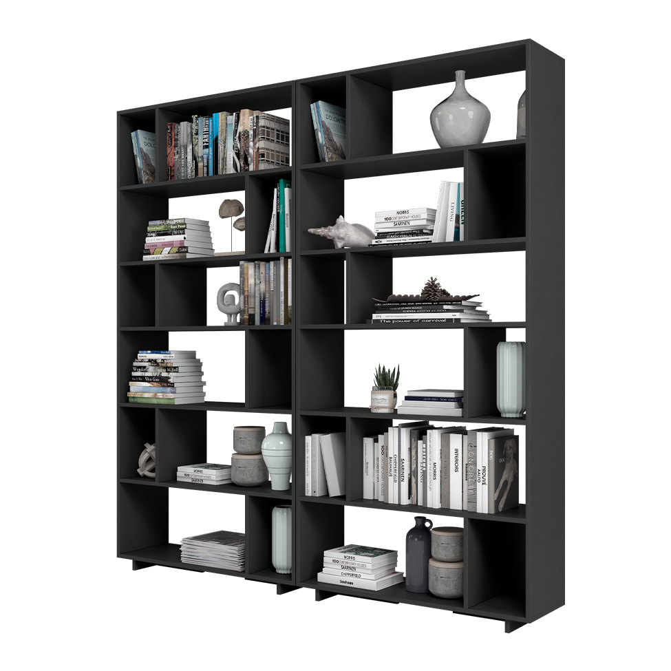 Conjunto com 2 Estantes Brigitte Preto 180 cm