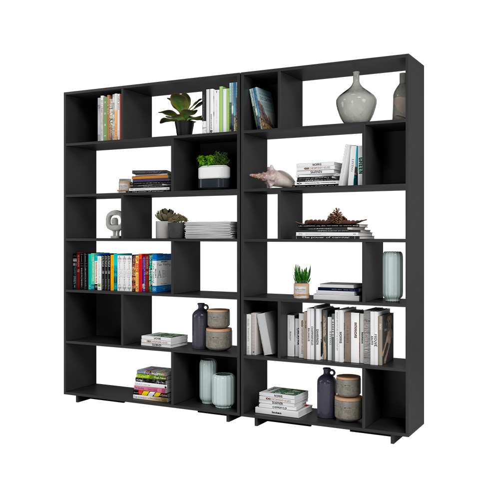 Conjunto com 2 Estantes Brigitte Preto 210 cm