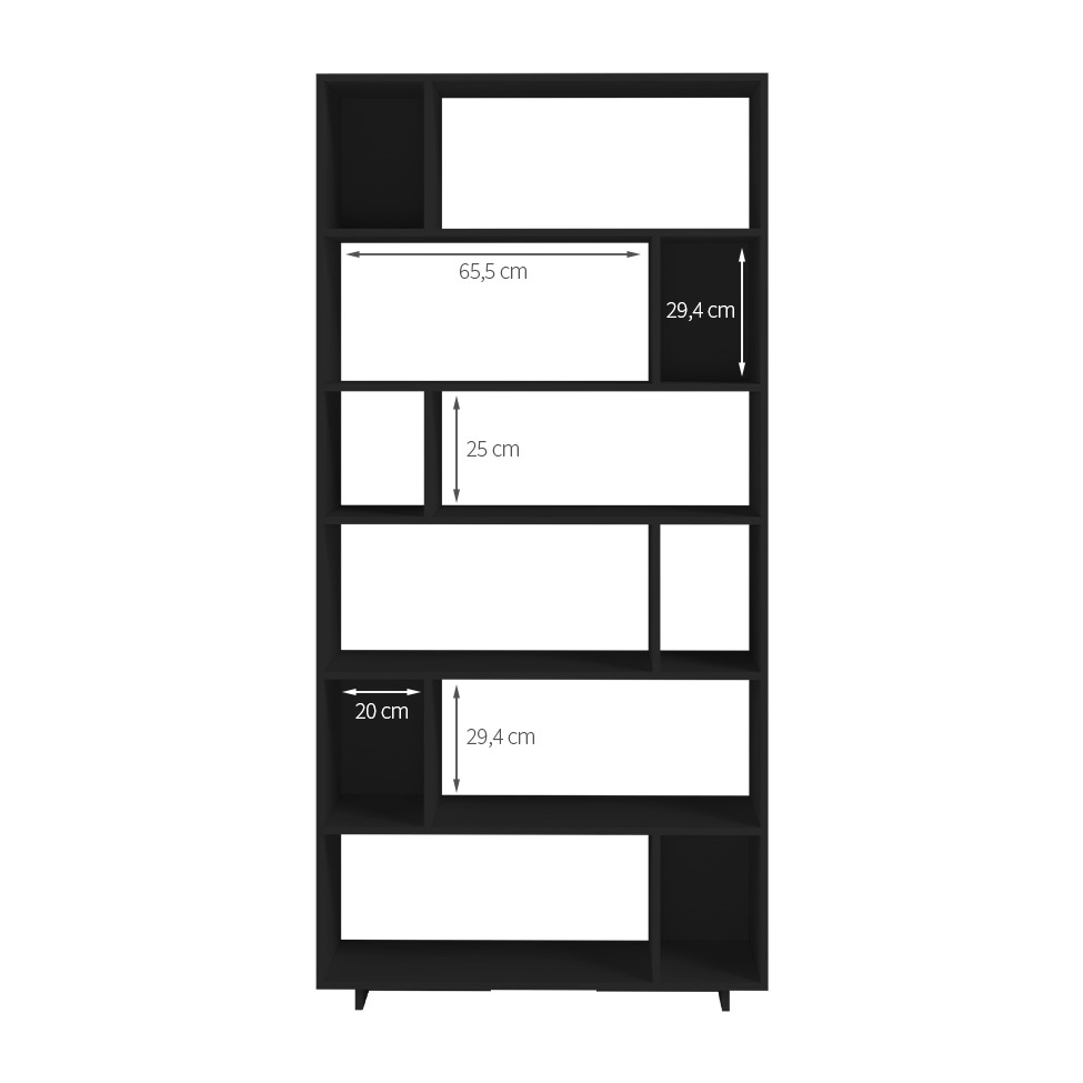 Conjunto com 2 Estantes Brigitte Preto 210 cm