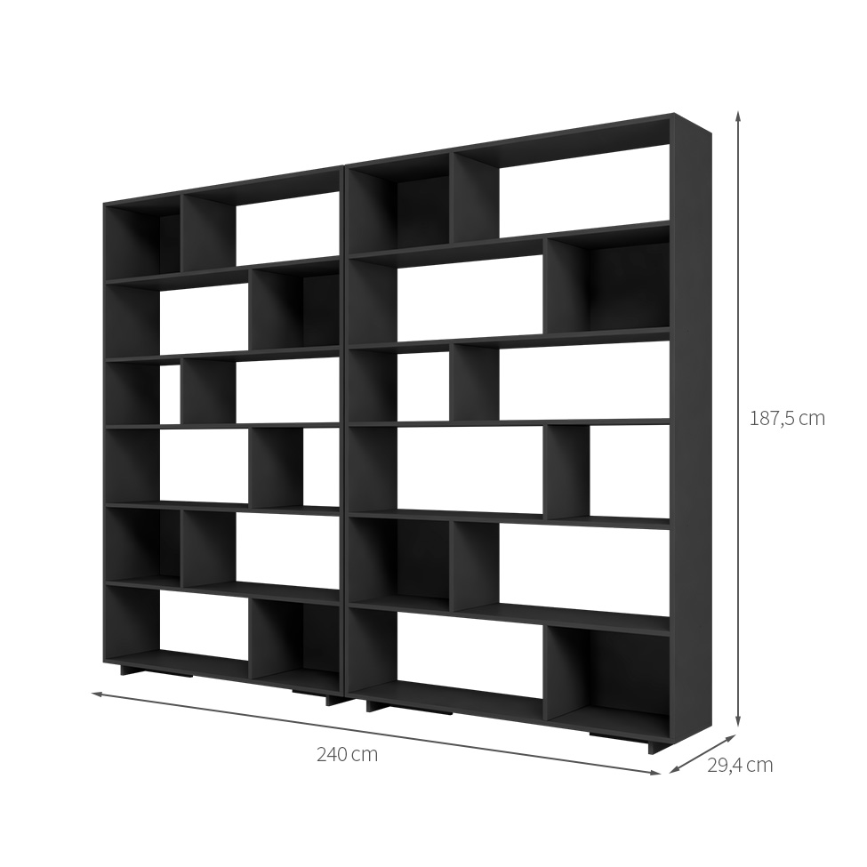 Conjunto com 2 Estantes Brigitte Preto 240 cm
