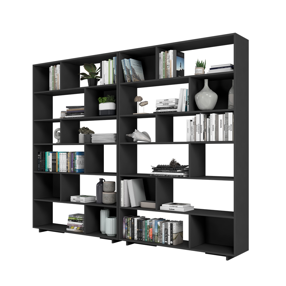 Conjunto com 2 Estantes Brigitte Preto 240 cm