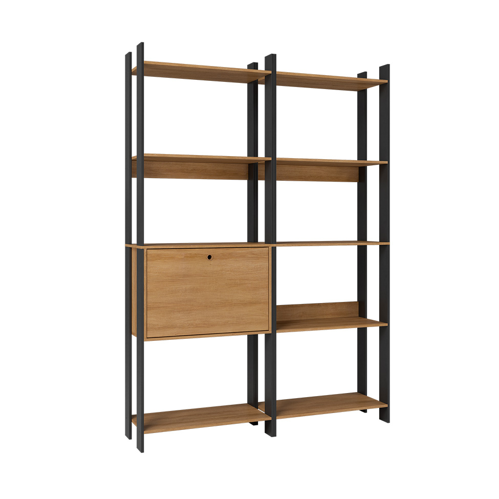 Conjunto com 2 Estantes Elara 1 Porta Mel e Preto