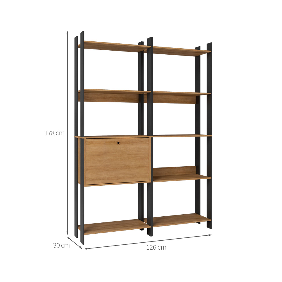 Conjunto com 2 Estantes Elara 1 Porta Mel e Preto