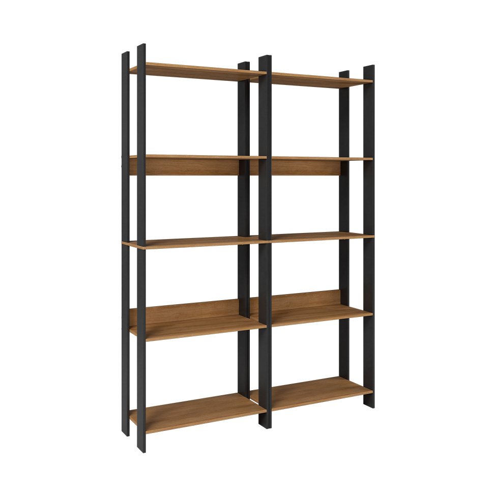 Conjunto com 2 Estantes Elara Mel e Preto