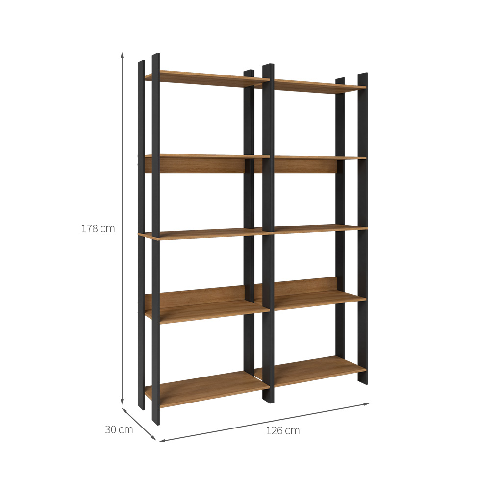 Conjunto com 2 Estantes Elara Mel e Preto