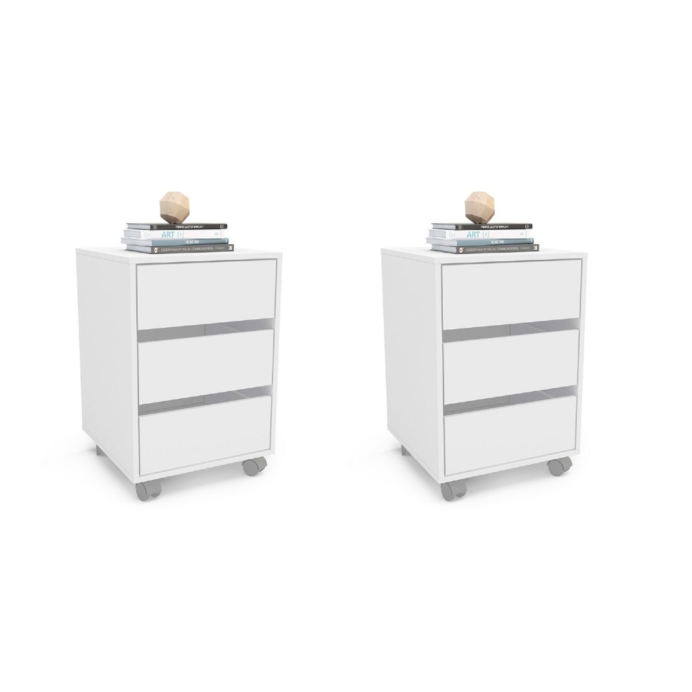 Conjunto com 2 Gaveteiros Mauá 6 GV Branco 45 cm