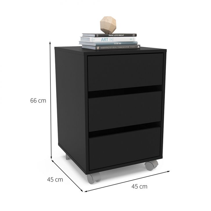 Conjunto com 2 Gaveteiros Mauá 6 GV Preto 45 cm
