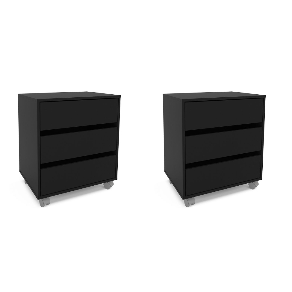 Conjunto com 2 Gaveteiros Mauá 6 GV Preto 60 cm