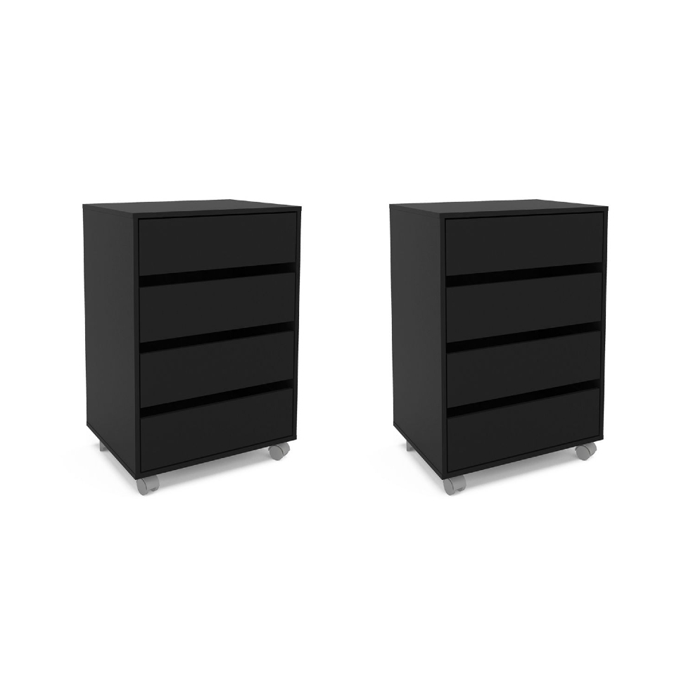 Conjunto com 2 Gaveteiros Mauá 8 GV Preto