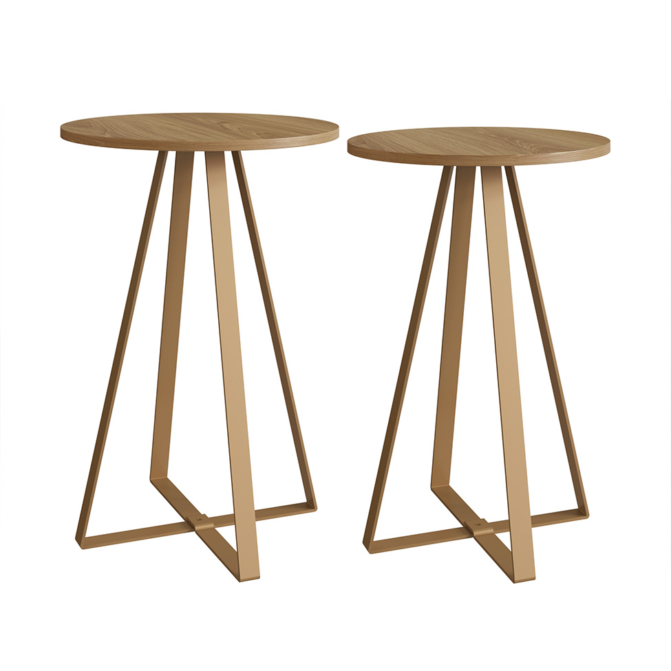 Conjunto com 2 Mesas Laterais Boro Hanover e Dourado