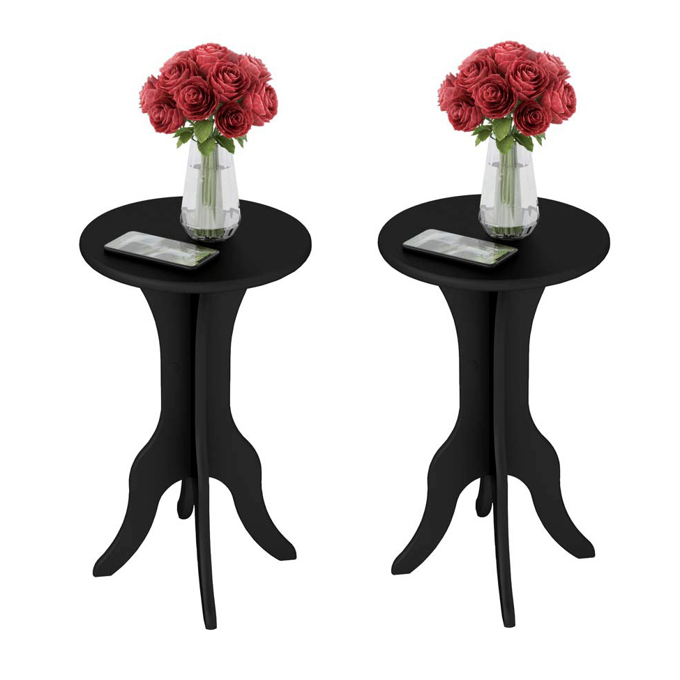Conjunto com 2 Mesas Laterais Kin Preto