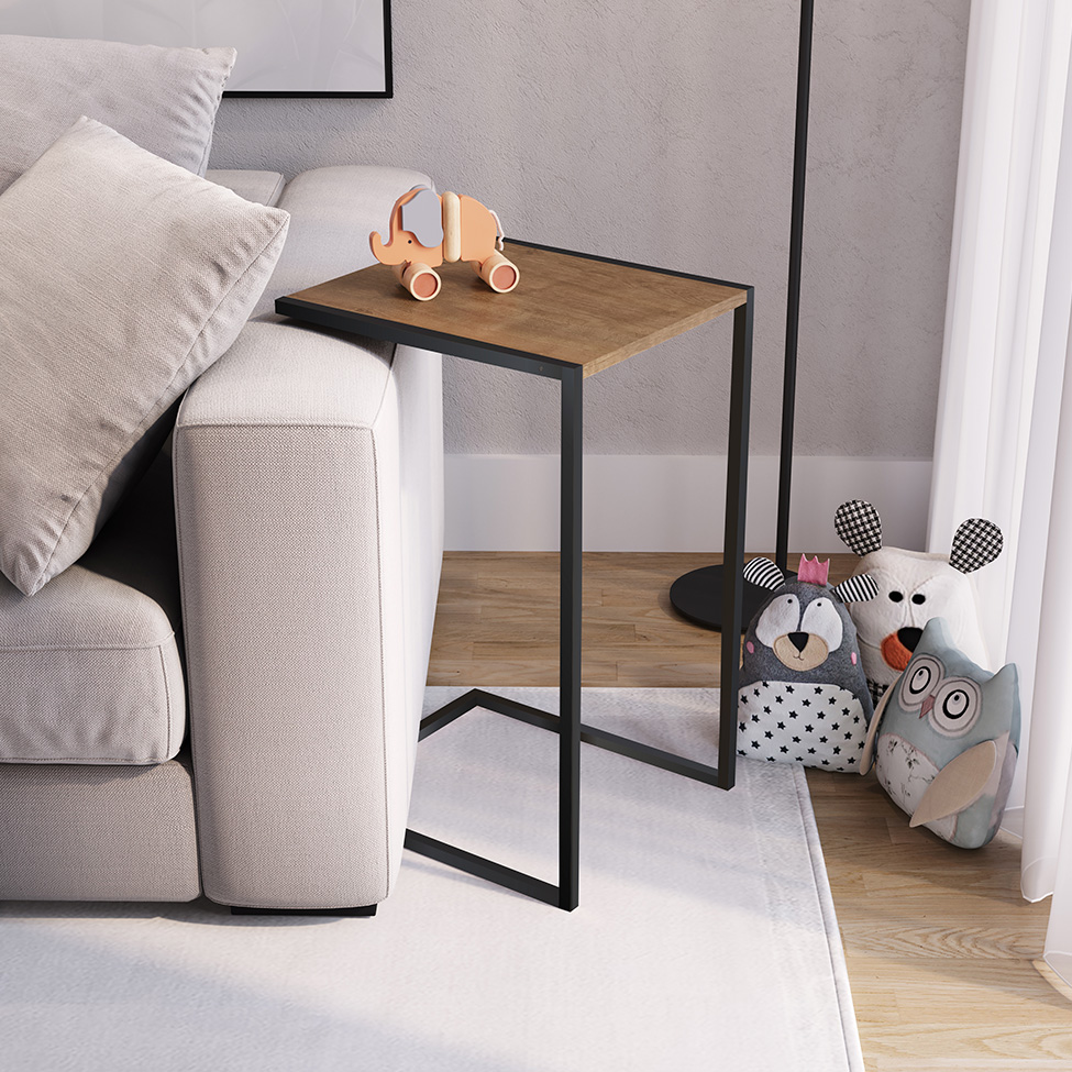 Conjunto com 2 Mesas Laterais Telúrio Hanover e Preto