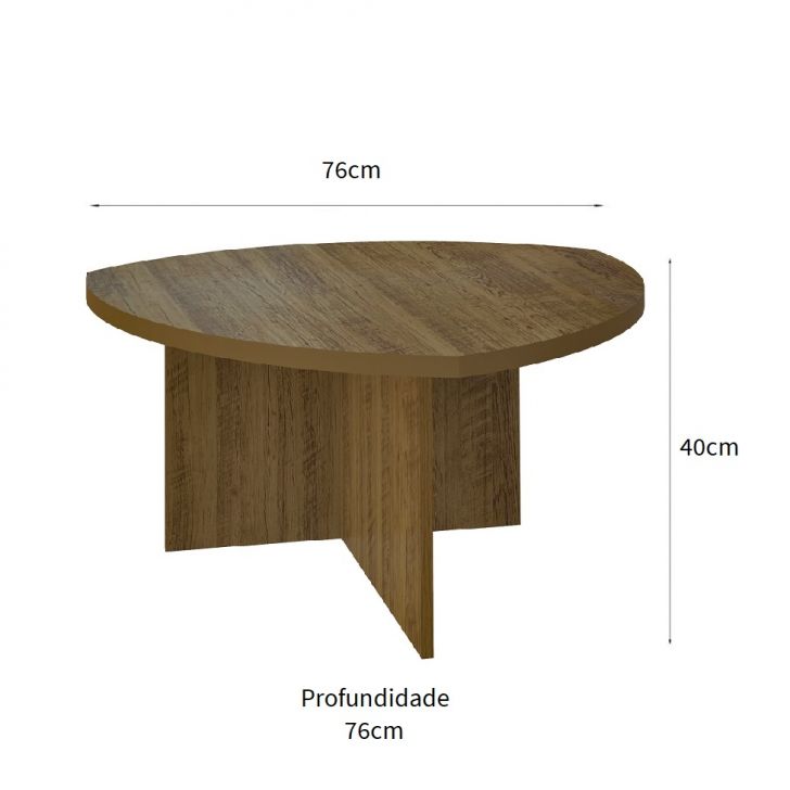 Conjunto com 2 Mesas Laterais e 1 Mesa de Centro Delta Pinho e Off White