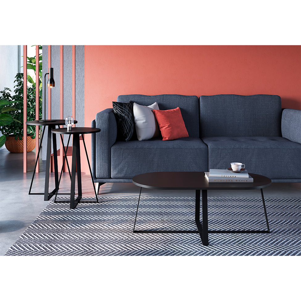 Conjunto com 2 Mesas Laterais e 1 de Centro Boro Preto