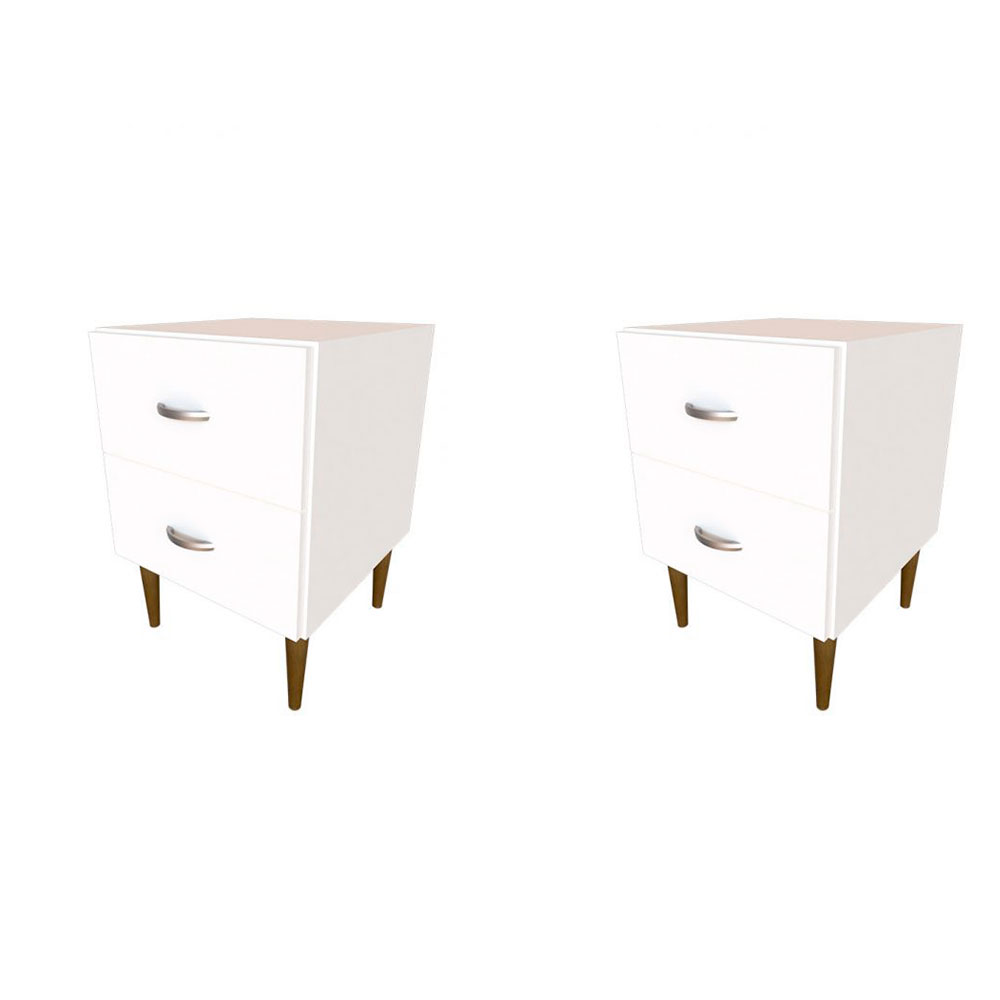 Conjunto com 2 Mesas de Cabeceira Adore Branco