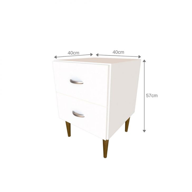 Conjunto com 2 Mesas de Cabeceira Adore Branco