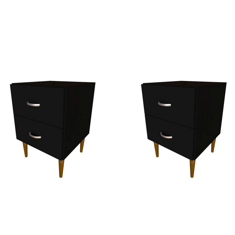 Conjunto com 2 Mesas de Cabeceira Adore Preto