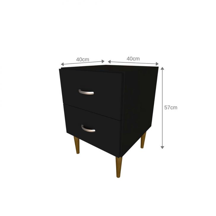 Conjunto com 2 Mesas de Cabeceira Adore Preto