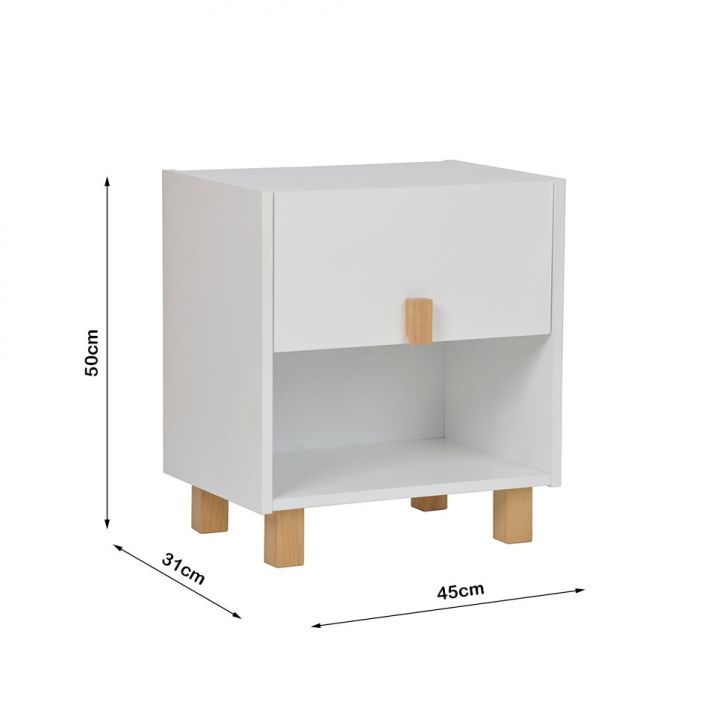 Conjunto com 2 Mesas de Cabeceira Aladim 2 Gavetas Branca e Avelã