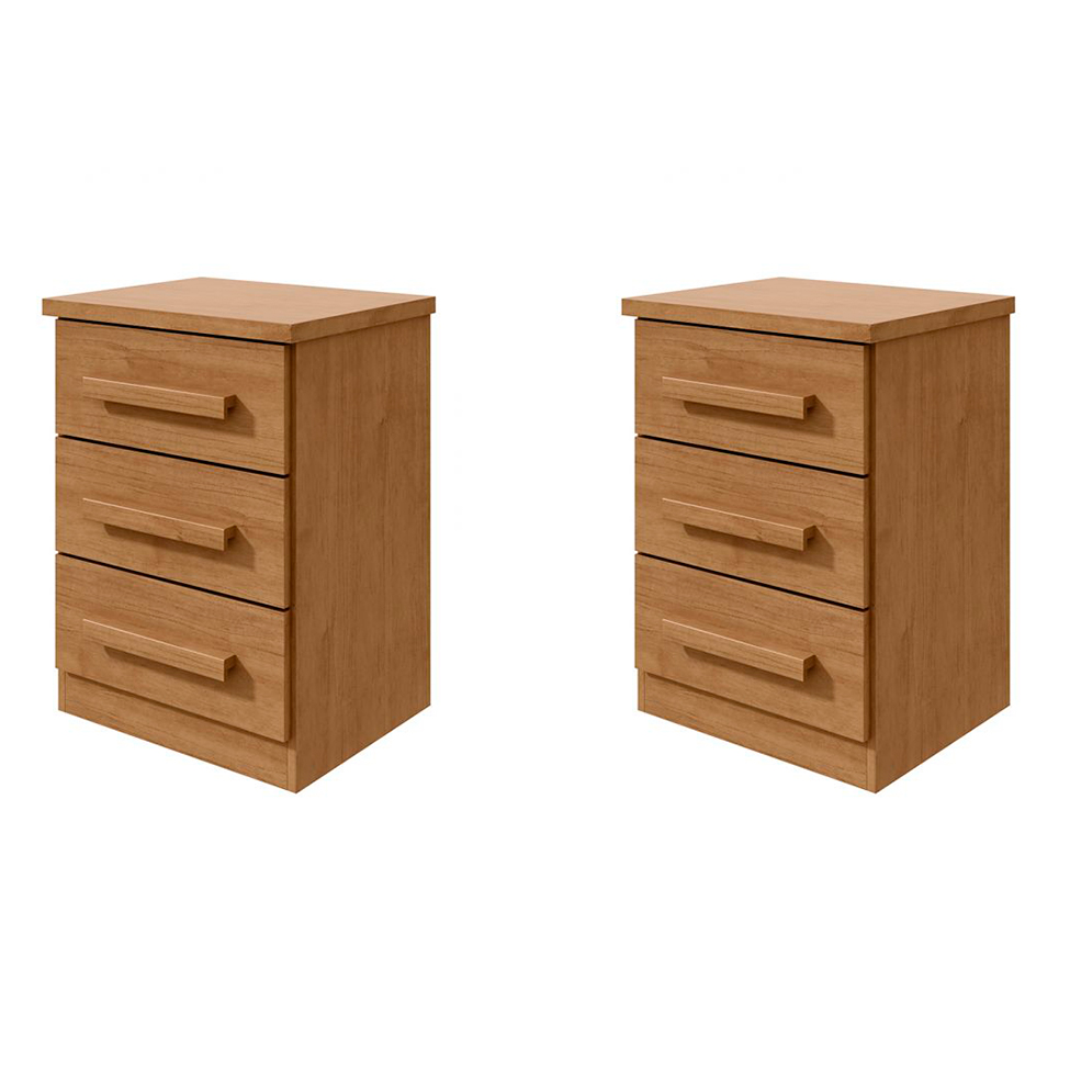 Conjunto com 2 Mesas de Cabeceira Baião 6 Gavetas Amêndoa Clean
