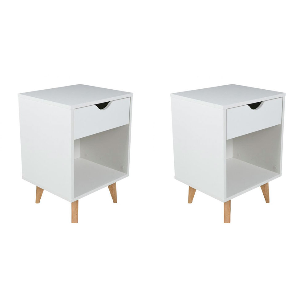 Conjunto com 2 Mesas de Cabeceira Bilbo 2 Gavetas Branco