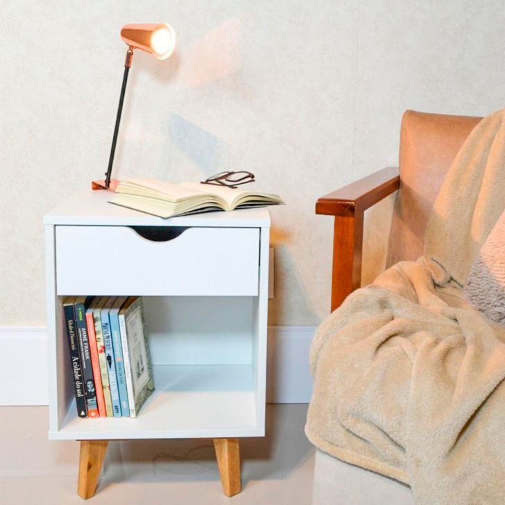 Conjunto com 2 Mesas de Cabeceira Bilbo 2 Gavetas Branco