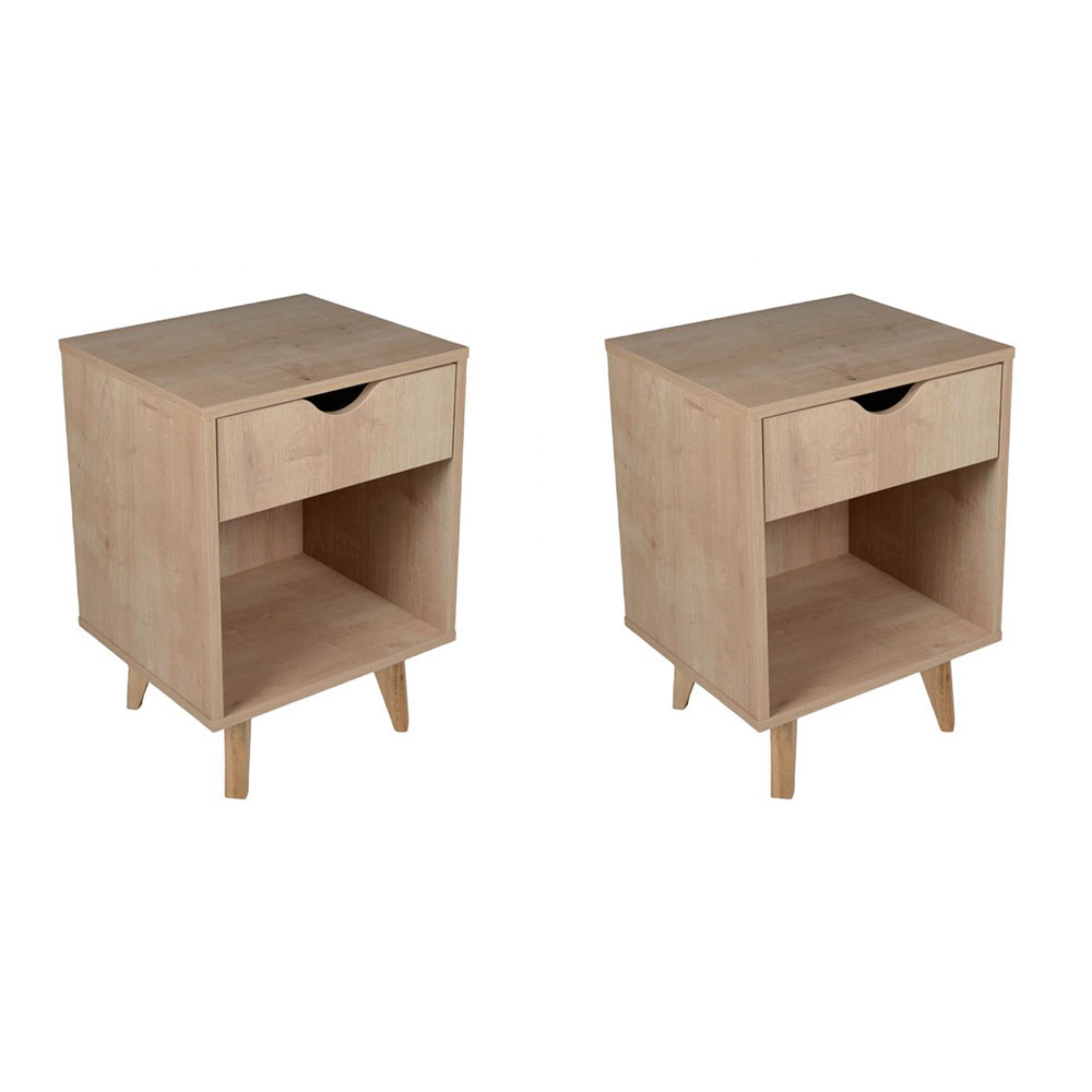 Conjunto com 2 Mesas de Cabeceira Bilbo 2 Gavetas Madeira