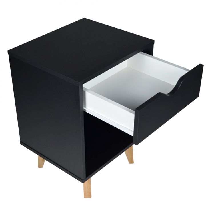 Conjunto com 2 Mesas de Cabeceira Bilbo 2 Gavetas Preto