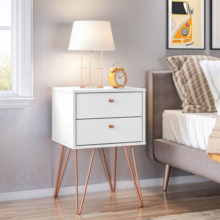 Conjunto com 2 Mesas de Cabeceira Bled 4 GV Branco