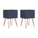 Conjunto com 2 Mesas de Cabeceira Bled 4 Gavetas Azul e Cobre